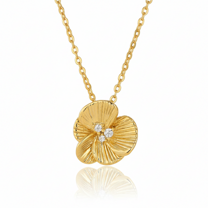 Gold-plated Sterling Silver Textured and Layered Pendant Necklace