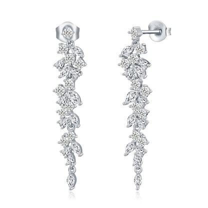 Sterling Silver Cascading Fancy Shape Thin Dangling CZ Earring