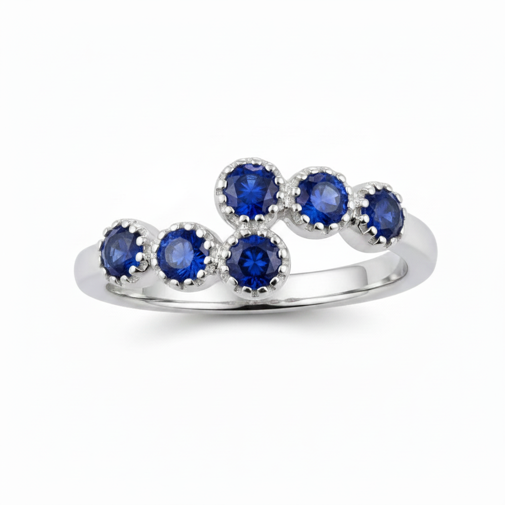 Sterling Silver Double Row CZ Bypass Crossover Ring