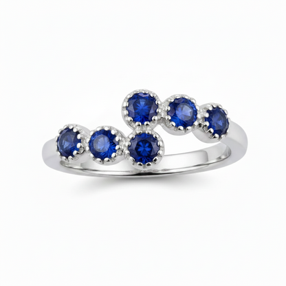 Sterling Silver Double Row CZ Bypass Crossover Ring