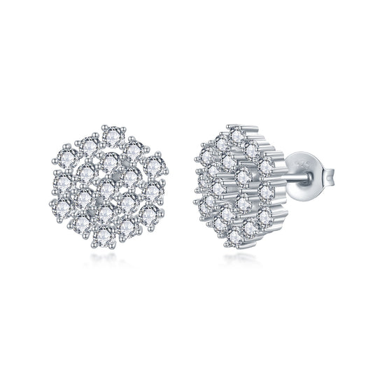 Sterling Silver Cluster Stud Earring