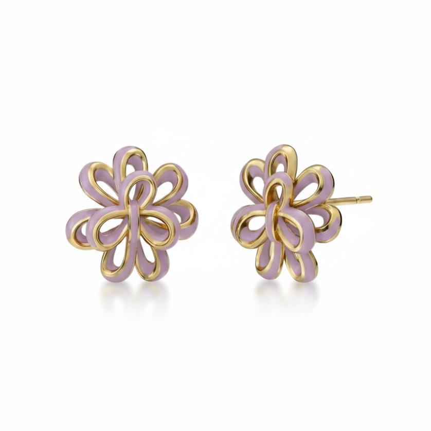 Looped Petal Blossom Enamel  Studs - Surgical Steel Posts