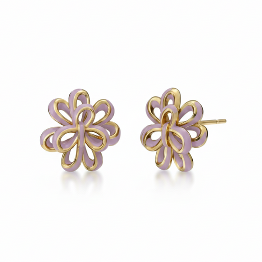 14mm Enamel Flower Stud Earrings - Hypoallergenic Surgical Steel