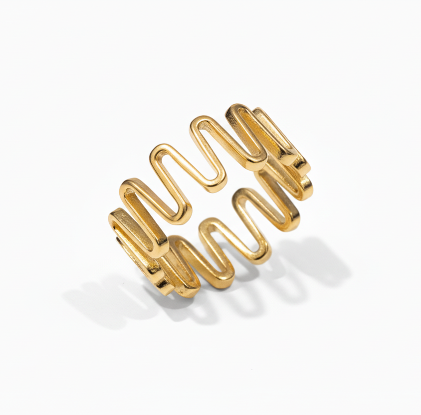 Gold Plated Sterling Silver Squiggle Ring