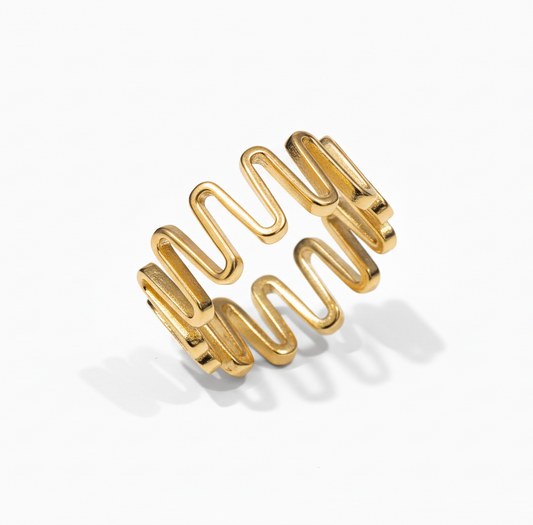 Gold Plated Sterling Silver Squiggle Ring