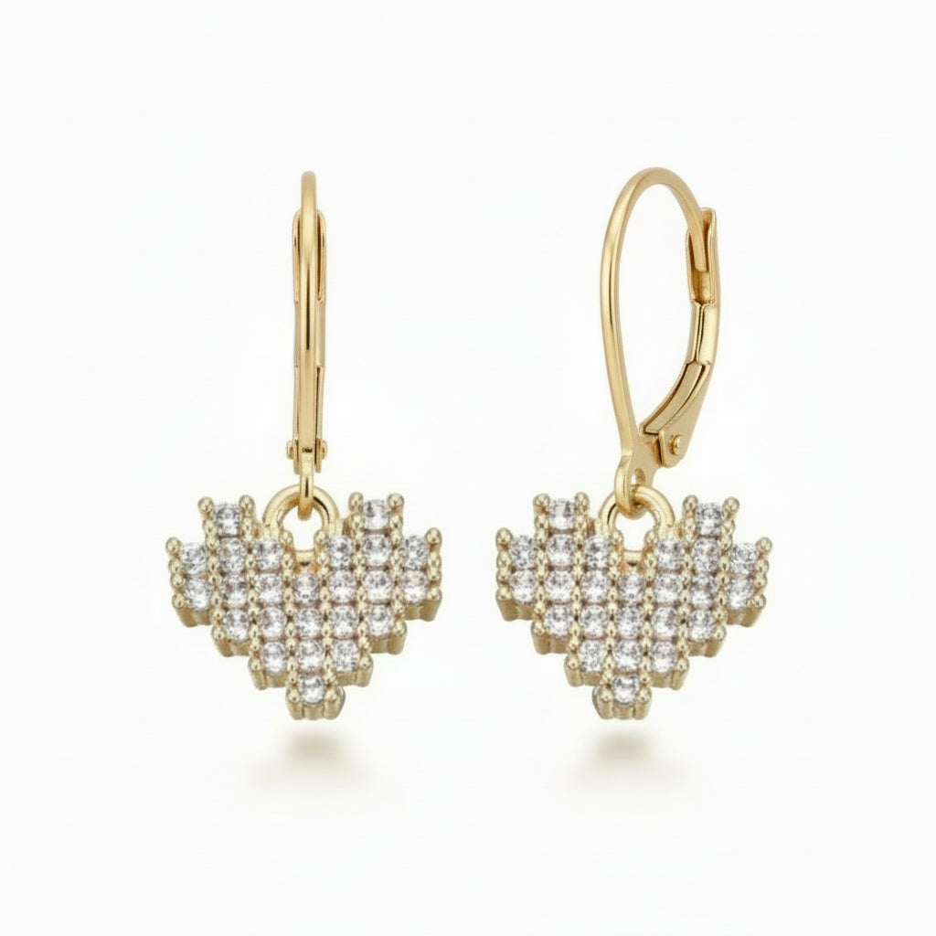 Surgical Steel CZ Heart Leverback Earring