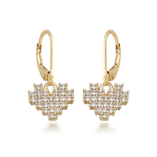 Surgical Steel CZ Heart Leverback Earring