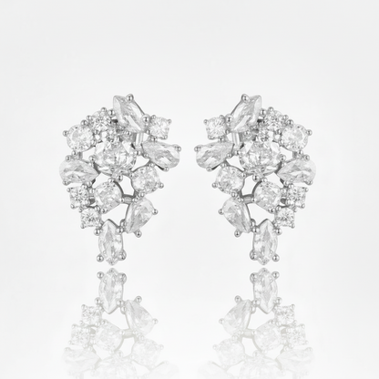 Sterling Silver Cluster Stud Earring