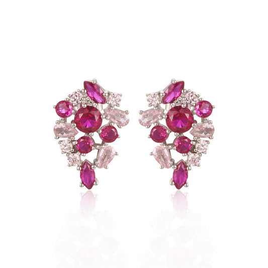 Sterling Silver Cluster Stud Earring