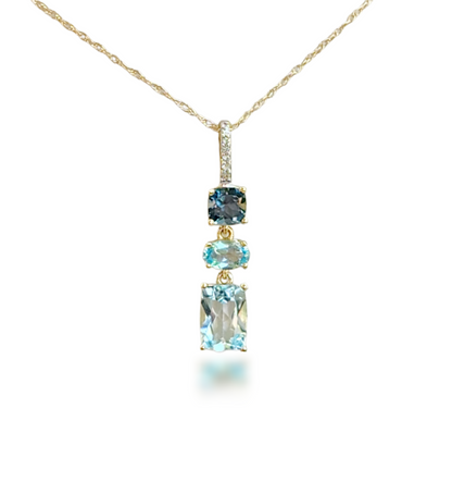 10k Gold Diamond and Shades of Topaz Pendant Necklace