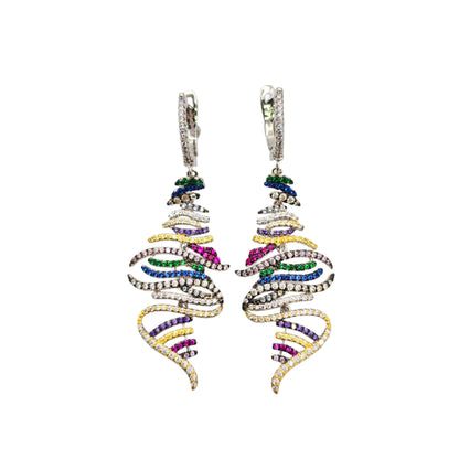 Sterling Silver Multi Colored Micro Pave Earring
