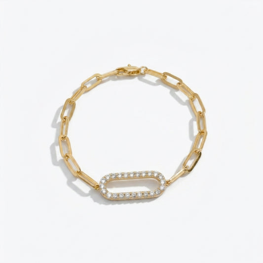 Diamond Pavé Oval Paperclip Bracelet