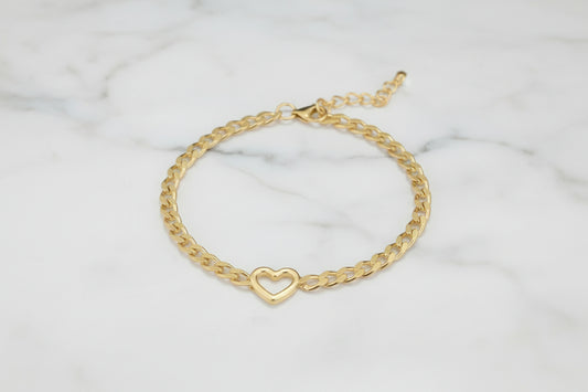 Radiant Heart Cuban Link Bracelet - Gold-Plated Sterling Silver