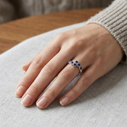 Sterling Silver Double Row CZ Bypass Crossover Ring
