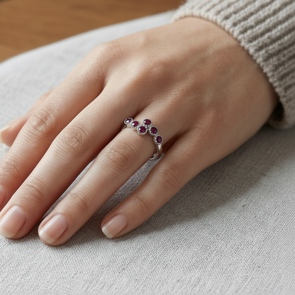 Sterling Silver Double Row CZ Bypass Crossover Ring