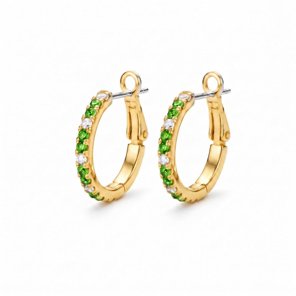 Titanium Post Pastel Colors CZ With Flip Closure Hoops