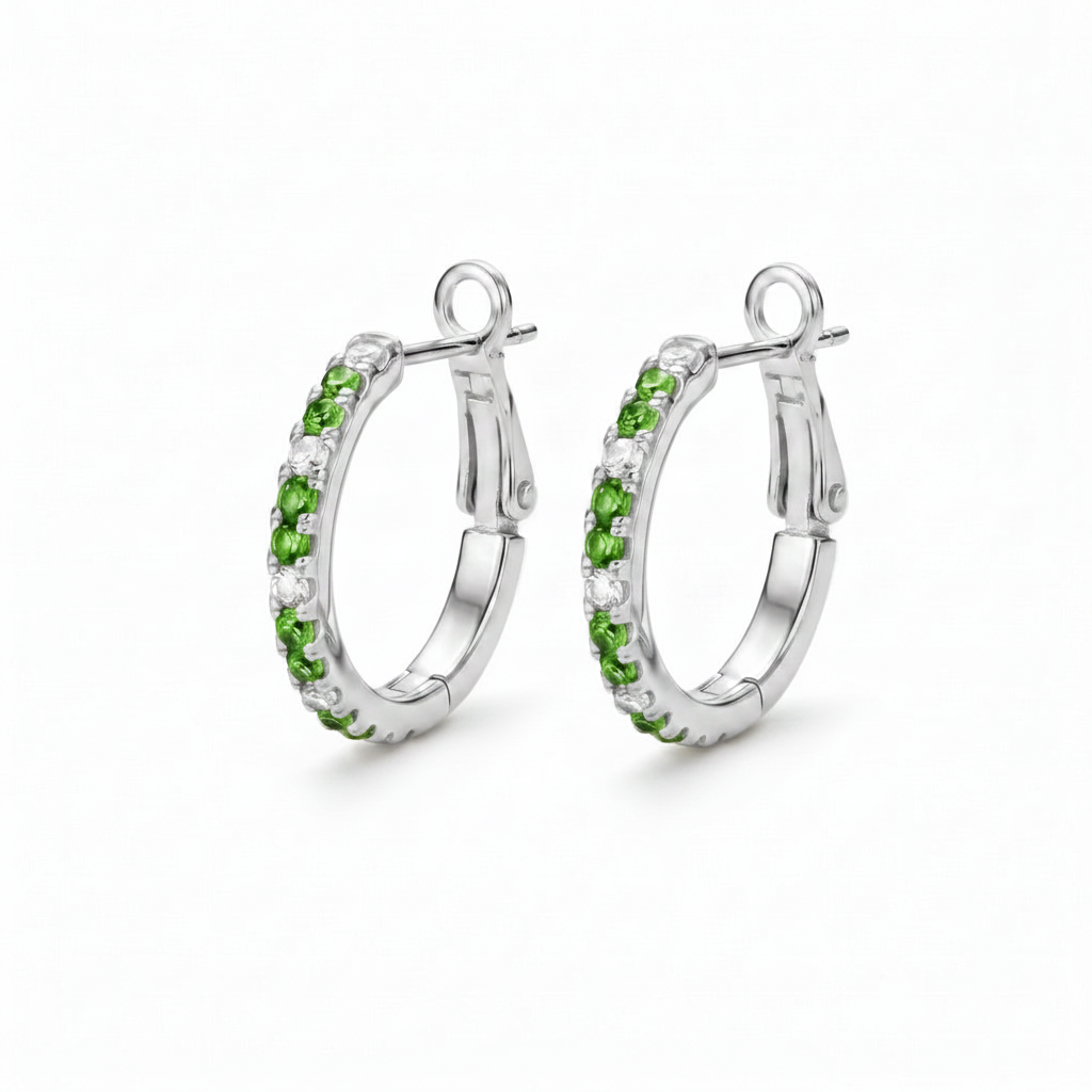 Titanium Post Pastel Colors CZ With Flip Closure Hoops
