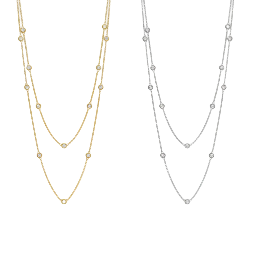 CZ Diamond by the Yard Station Necklace