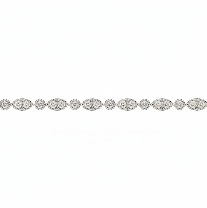14K Gold Alternating Marquise & Round Lab Created Diamond Bracelet
