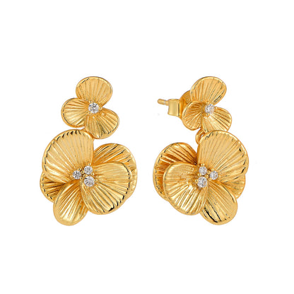 Gold-plated Sterling Silver Textured and Layered Pendant Necklace