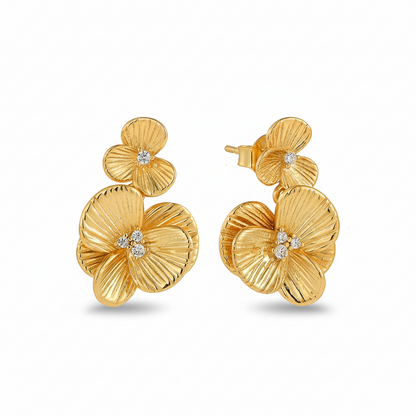 Gold-plated Sterling Silver Textured and Layered Pendant Necklace