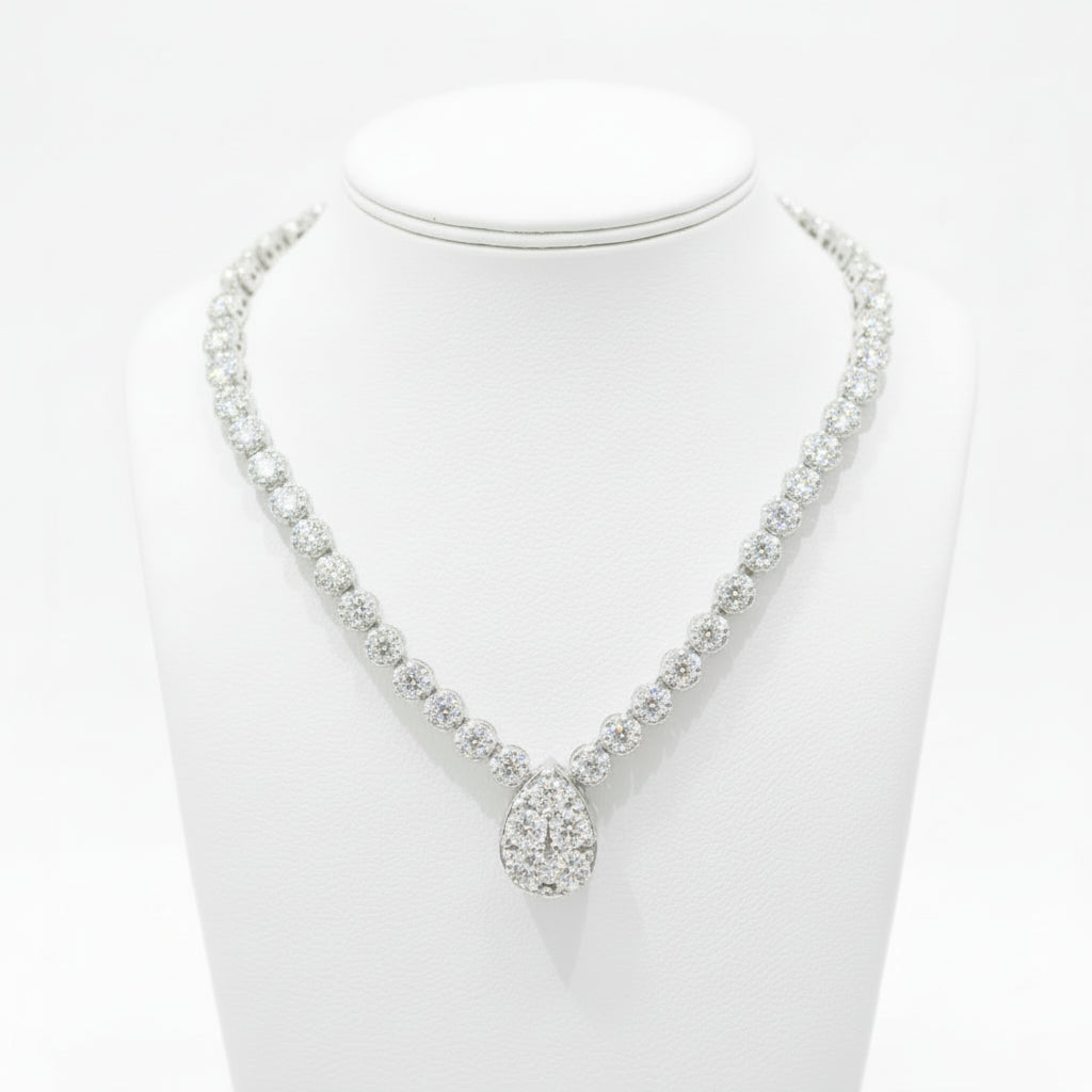 Lab Grown Teardrop Center Diamond Necklace