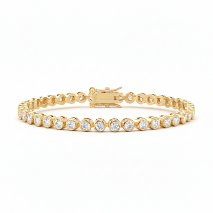 Sterling Silver Bezel Set Round Color Stone Tennis Bracelet