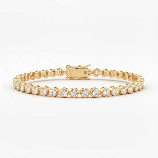 Sterling Silver Bezel Set Round Stone Tennis Bracelet