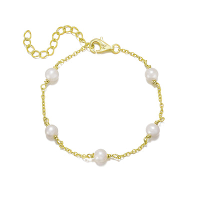 Sterling Silver Pearl Tin Cup Bracelet