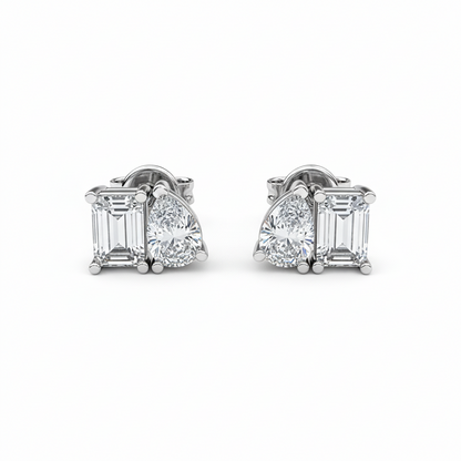 14K Gold 2.29ct CVD Diamond Toi et Moi Stud Earrings