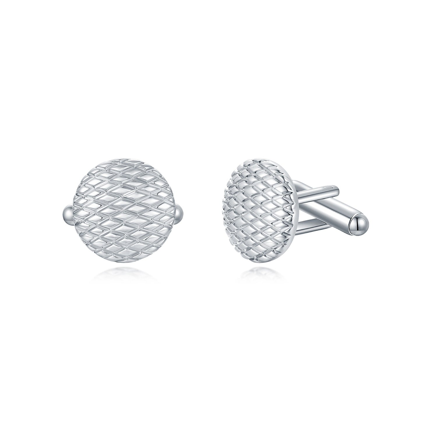 Rhodium Plated Textured Design Cufflinks