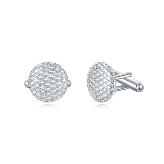 Rhodium Plated Textured Design Cufflinks