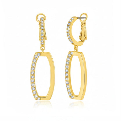 Titanium Post Two Tone CZ Hanging Earring