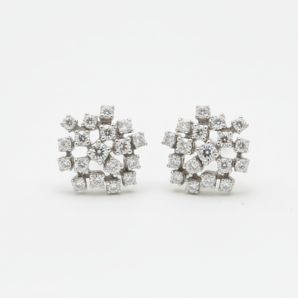 14K Lab Grown Diamond Cluster Earrings