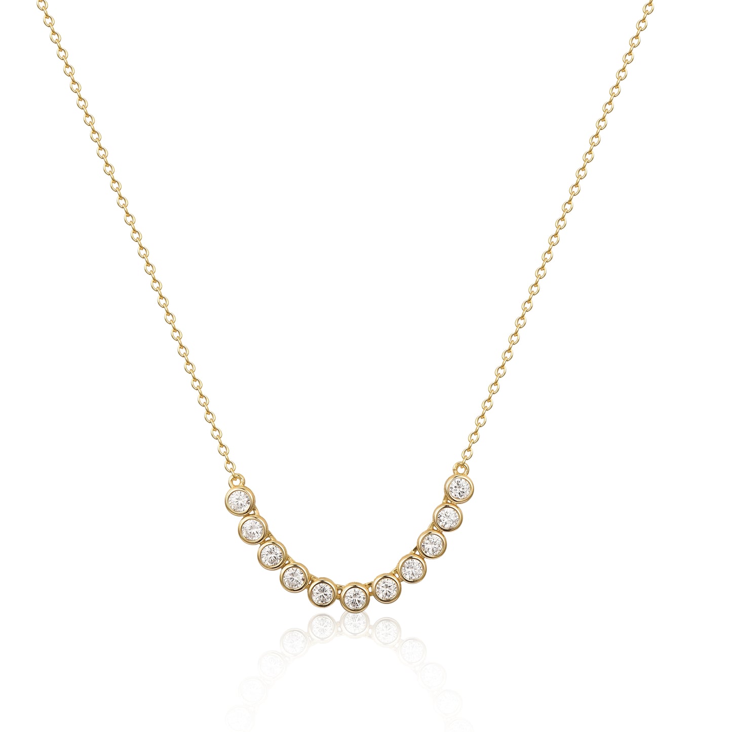 Gold-plated Sterling Silver Bezel Set CZ Soft Bar Necklace