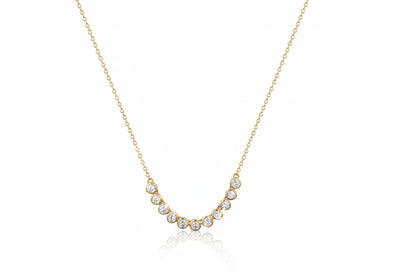 Gold-plated Sterling Silver Bezel Set CZ Soft Bar Necklace