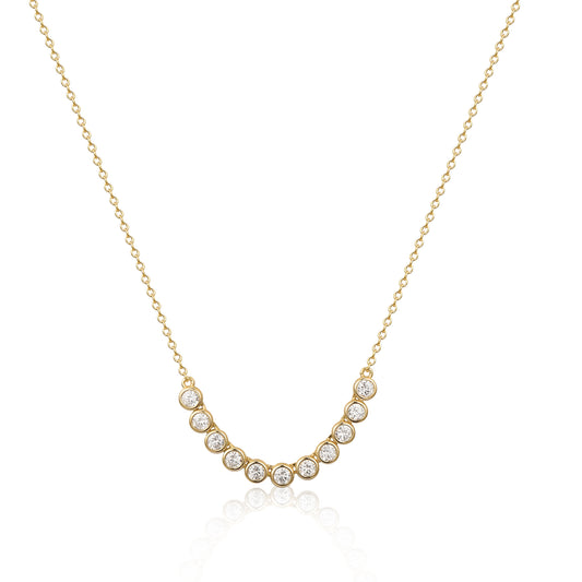 Gold-plated Sterling Silver Bezel Set CZ Soft Bar Necklace