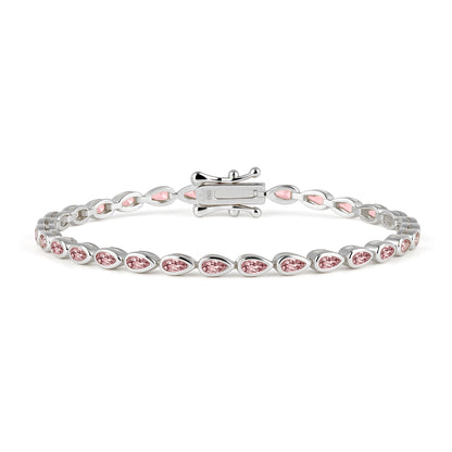 Sterling Silver Bezel Set Pear Shape Stone Tennis Bracelet