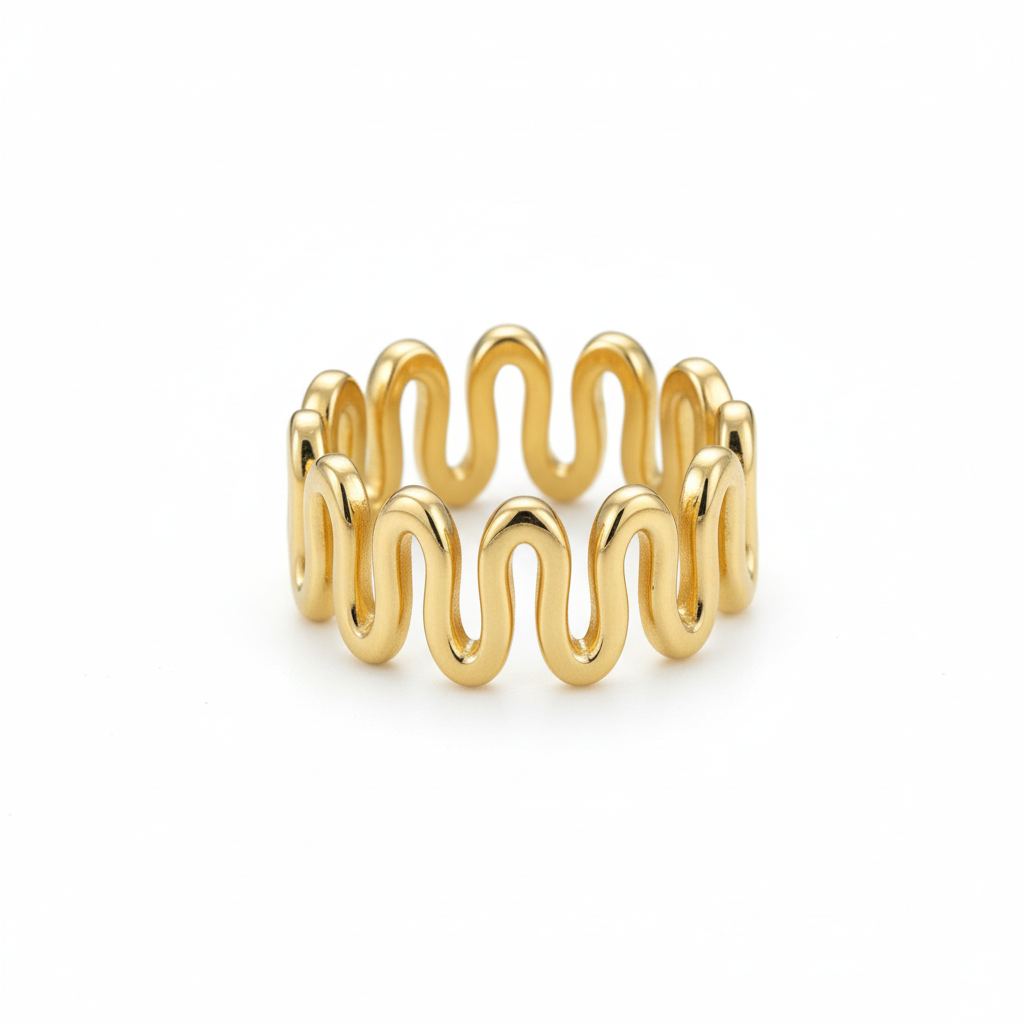 Gold Plated Sterling Silver Squiggle Ring