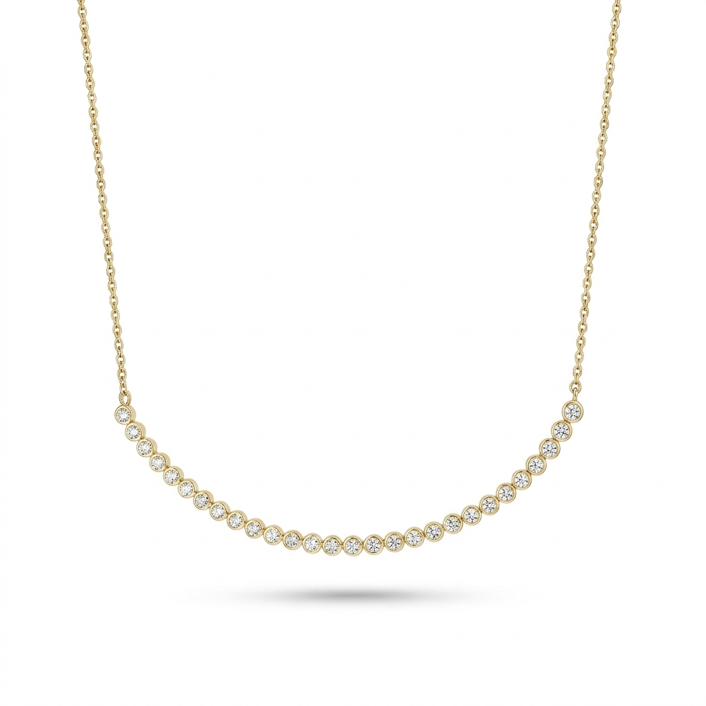 The Flexible Contour Bezel-Set 2.23ct TW Lab-Grown Diamond Necklace in 14k Yellow Gold