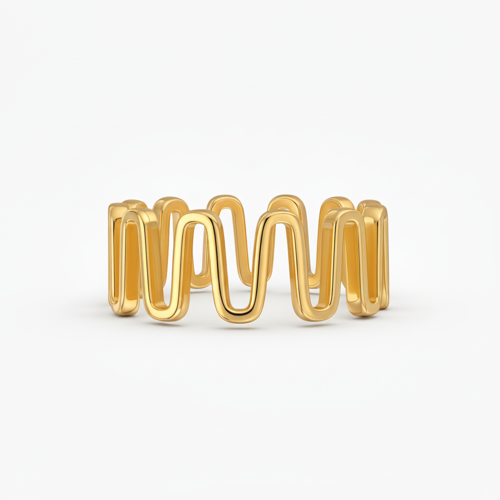 Gold Plated Sterling Silver Squiggle Ring