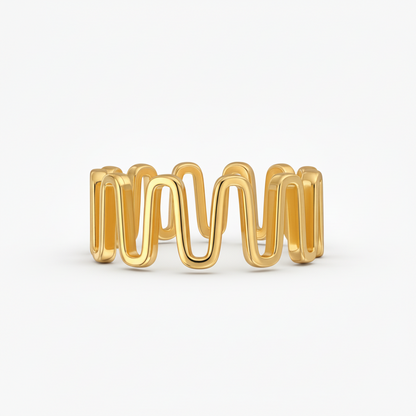 Gold Plated Sterling Silver Squiggle Ring