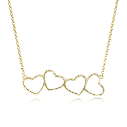 Gold Plated Sterling Silver Four Heart Necklace