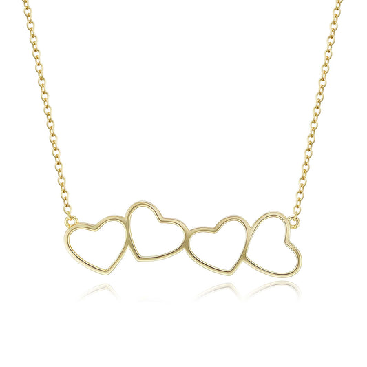 Gold Plated Sterling Silver Four Heart Necklace