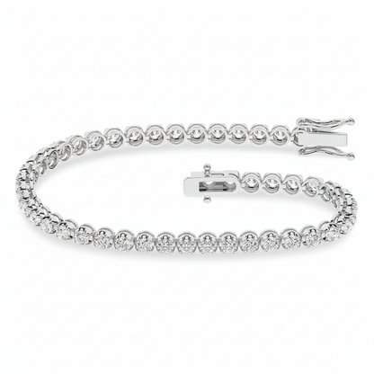 14K Buttercup Round Setting Diamond Tennis Bracelet