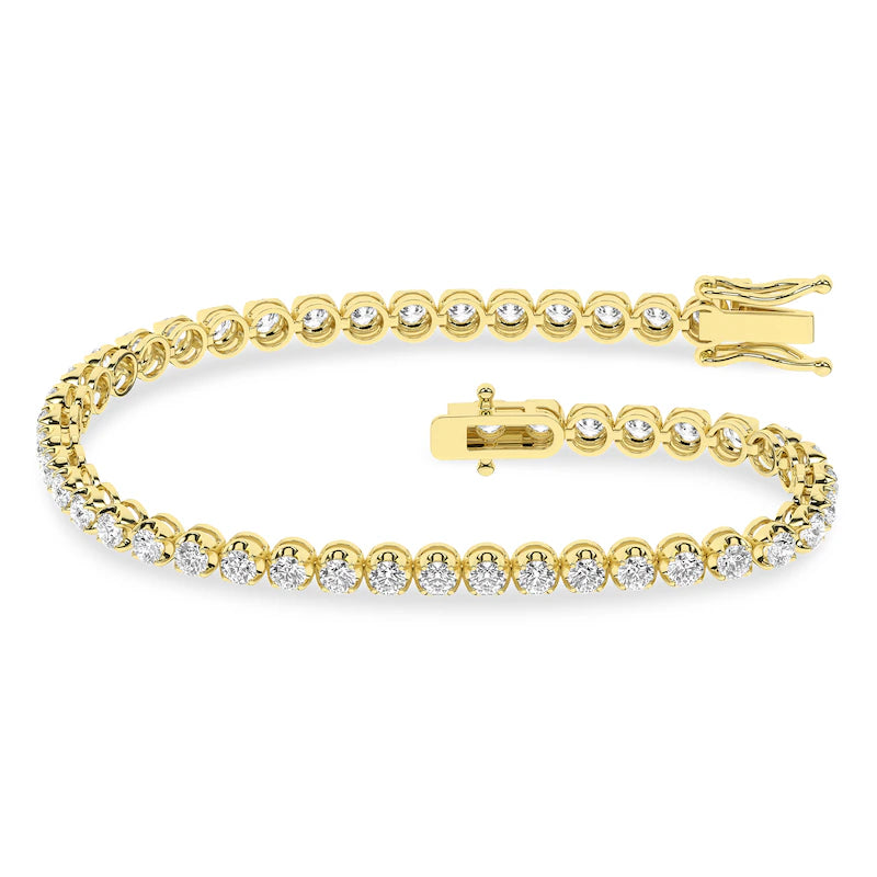 14K Buttercup Round Setting Diamond Tennis Bracelet