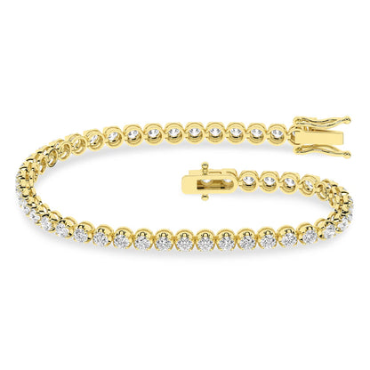 14K Buttercup Round Setting Diamond Tennis Bracelet