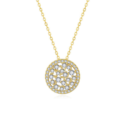 Sterling Silver Sprinkled Circle CZ Necklace