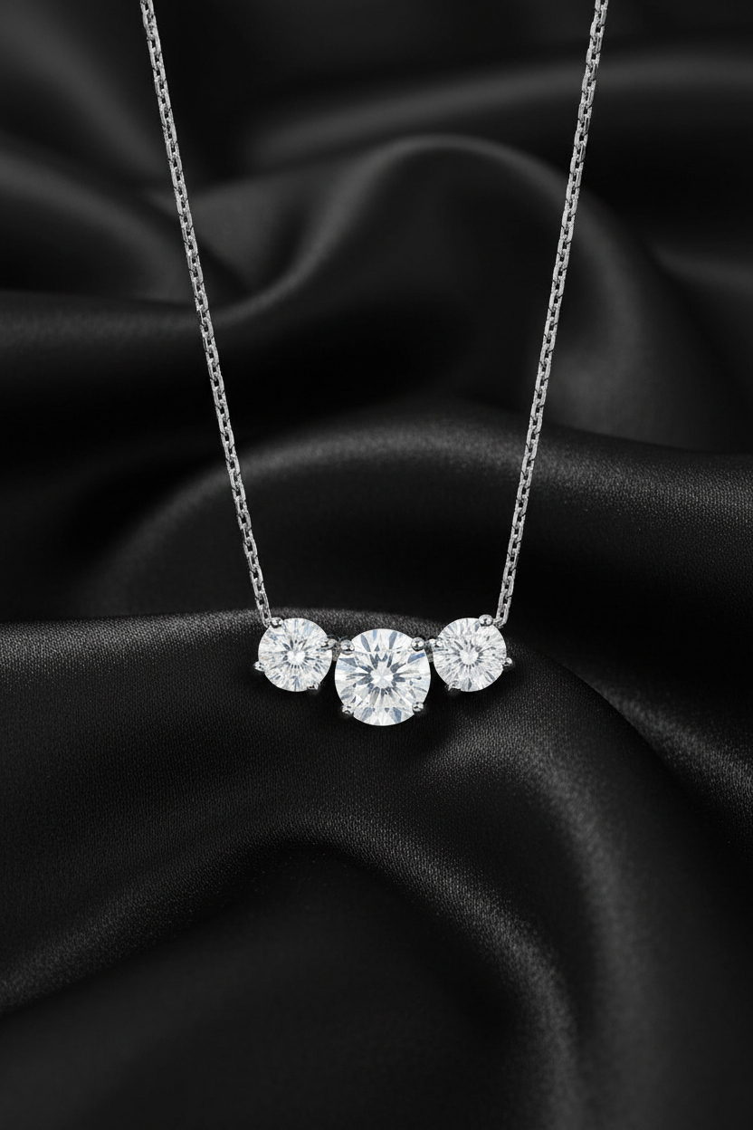 Sterling Silver 3 CZ Necklace
