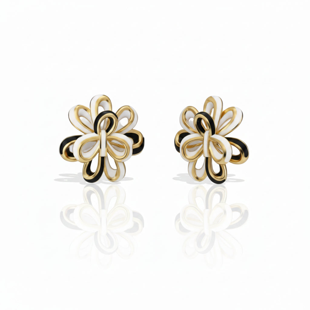 Looped Petal Blossom Enamel  Studs - Surgical Steel Posts